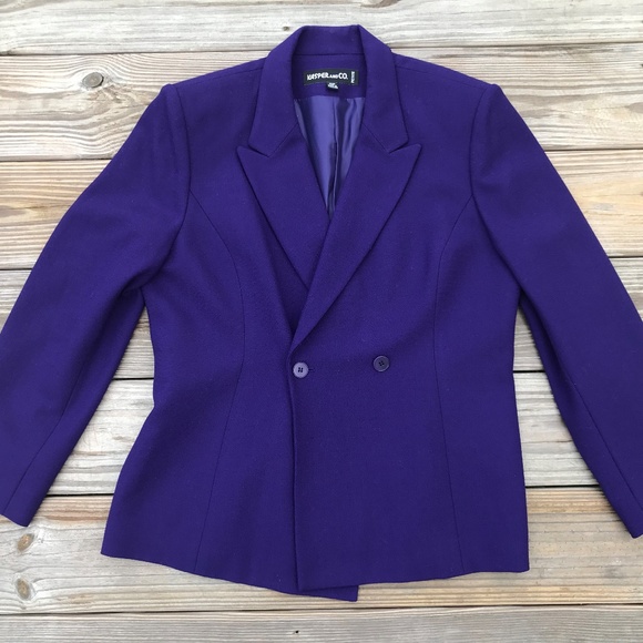 Kasper Jackets & Blazers - Kasper and Co. Women Blazer Double Breasted Purple